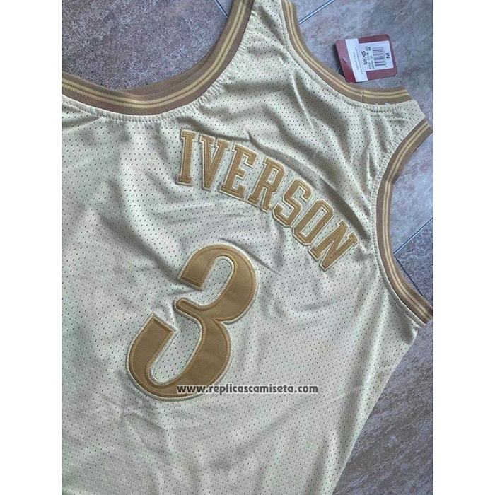 Camiseta Philadelphia 76ers Allen Iverson #3 Mitchell & Ness 2000-01 Oro